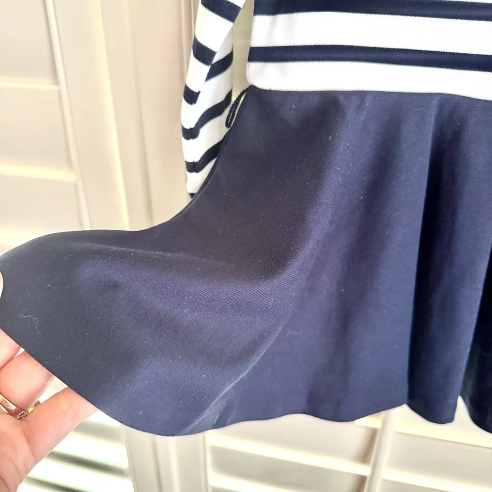 Ralph Lauren Baby Girl Dress 9M Navy Stripe Fit Flare Preppy Classic